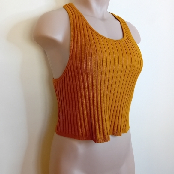 Urban Outfitters UO Silence +  Noice Mustard Ribbed Crop Tank Top Size Large - Picture 2 of 11